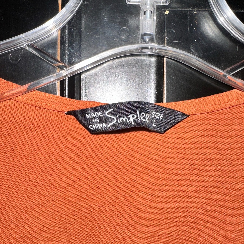 Orange Wrap v-neck ruffle dress with Bishop Sleeves - Picture 2 of 3
